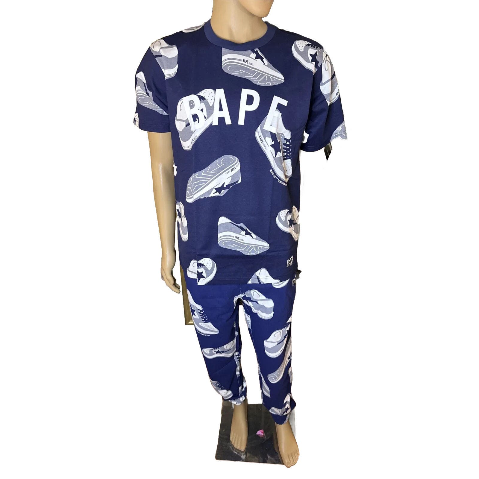 A Bathing Ape Random Bape Sta Tee Sweatpants Sweatsuit Navy Large $420 Retail